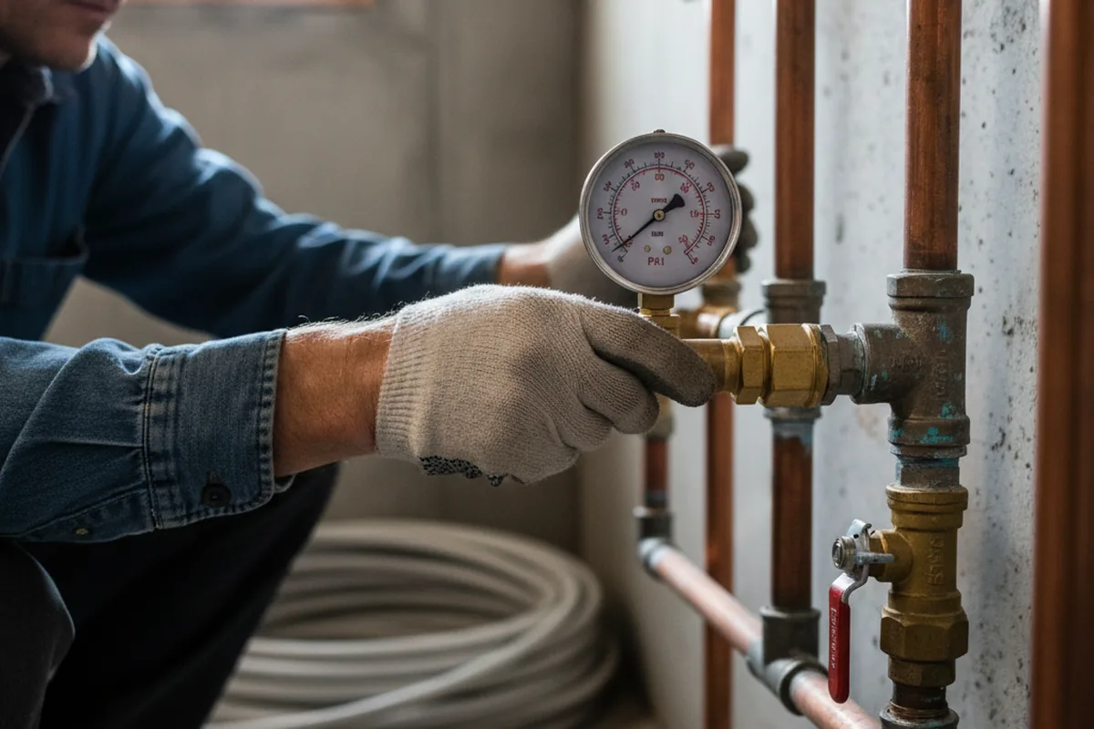 Pressure testing a repaired line during Water Line Repair in Homer
